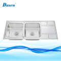 Africa Popular Double Bowl 304 Stainless Steel Drainboard Kitchen Sink